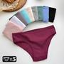 Imagem de Conjunto de 5 Cuecas Plus Size Listradas com Nervuras de Algodão - Lingerie Feminina Elástica e Macia