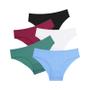 Imagem de Conjunto de 5 Cuecas Plus Size Listradas com Nervuras de Algodão - Lingerie Feminina Elástica e Macia