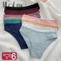 Imagem de Conjunto de 6 Calcinhas de Algodão Listradas - Lingerie Sexy e Confortável