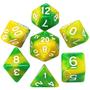Imagem de Conjunto de 7 dados- Mesclado Verde-Amarelo - RPG
