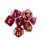 Imagem de Conjunto de 7 Dados RPG  Glitter Roxo e Dourado  Central