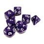 Imagem de Conjunto de 7 Dados RPG  Opaco Roxo e Branco  Central