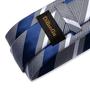Imagem de Conjunto de Abotoaduras e Gravata Listrada Azul com Lenço de Bolso para Homem
