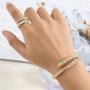 Imagem de Conjunto de Anéis e Pulseiras com Zircônia Cúbica Prateada - Estilo Cobra
