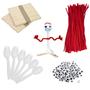 Imagem de Conjunto de Artesanato KAISHANE Forky DIY - 100 Conjuntos com Limpadores de Pipas Vermelhos