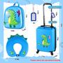 Imagem de Conjunto de Bagagem Sanwuta Dinossauro 43cm - com Mochila e Travesseiro de Pescoço