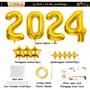 Imagem de Conjunto de Balões HiParty 2024 Dourados - 32cm com Estrelas (12 Unidades)