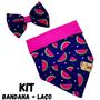 Imagem de Conjunto de Bandana e Laço Animaliê estampa Melancia Escura TAMANHO XG