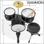 Imagem de Conjunto de bateria Gammon Junior de 3 peças com kit para iniciantes Throne Black