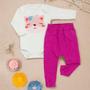 Imagem de Conjunto de Bebê Body e Calça Raposa Charmosa Creme com Pink