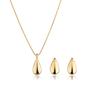 Imagem de Conjunto de Brinco e Colar com Pingente de Gota Minimalista Banhado a Ouro 18k