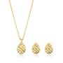 Imagem de Conjunto de Brinco e Colar com Pingente de Gota Trançada Banhado a Ouro 18k
