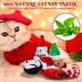 Imagem de Conjunto de Brinquedos de Catnip de Natal YASUOA - Pacote com 5 Peças (Santa, Boneco de Neve, Rena, Chapéu e Pinguim)