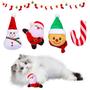 Imagem de Conjunto de Brinquedos de Catnip de Natal YASUOA - Pacote com 5 Peças (Santa, Boneco de Neve, Rena, Chapéu e Pinguim)