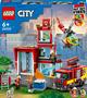 Imagem de Conjunto de brinquedos LEGO City Fire Station 60320 com garagem, helicóptero