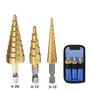 Imagem de Conjunto de Brocas Passo HSS com Revestimento de Titânio (3-12mm, 4-12mm, 4-20mm) - Haste Hexagonal