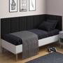 Imagem de Conjunto de Cabeceira Painel Cama Box Laura II Clean Solteiro 0,90 cm com Proteção Lateral Preto