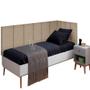 Imagem de Conjunto de Cabeceira Painel Cama Box Laura II Solteiro 0,90 cm com Proteção Lateral Linho Palha