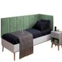 Imagem de Conjunto de Cabeceira Painel Estofada Cama Box Laura II Solteiro 0,90 cm com Proteção Lateral Verde Menta