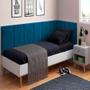 Imagem de Conjunto de Cabeceira Painel Modulada Cama Box Laura II Solteiro 0,90 cm com Proteção Lateral Azul Petróleo