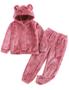 Imagem de Conjunto de calças Flygo Girls Crop Hoodie Bear Ear Sweatshirt rosa