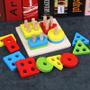 Imagem de Conjunto de caminhões de madeira Toy Educational Toy Wokex Stack and Sort Puzzle