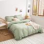 Imagem de Conjunto de Capa de Edredom Merryword Sage Green - Tamanho Twin com Detalhes Ruffled