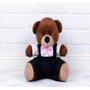 Imagem de CONJUNTO DE CASAL URSO TEDDE 12cm - PAJEM PRETO E DAMINHA BRANCA PELUCIA MARROM