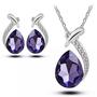 Imagem de Conjunto De Colar E Brincos Formato de Gota com Pingente Cor Prata com Roxo