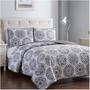 Imagem de Conjunto de Colcha Mellanni Twin - 3 Peças - Cinza