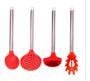 Imagem de Conjunto De Colheres Concha Inox Silicone Utensílios Cozinha Vermelho