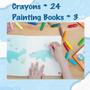 Imagem de Conjunto de colorir YPLUS para crianças com 24 lápis de cor e 3 livros de colorir