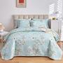 Imagem de Conjunto de edredões Joyreap Reversível Floral Aqua Microfiber King