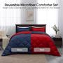 Imagem de Conjunto de edredom Basic Beyond Queen Navy e Red Microfiber