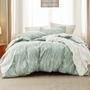 Imagem de Conjunto de Edredom Bedsure King 3 Peças - Floral Verde Sálvia