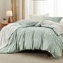 Imagem de Conjunto de Edredom Bedsure King 3 Peças - Floral Verde Sálvia