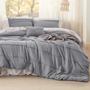 Imagem de Conjunto de Edredom Bedsure Queen 4 Peças - Cinza com Prega Fina