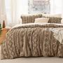 Imagem de Conjunto de edredom Bedsure Tufted Boho Queen Size Brown 3 peças