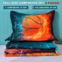 Imagem de Conjunto de Edredom de Basquete Andency - 3 Peças (Full 79x90") - Microfibra para Crianças e Adolescentes