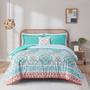 Imagem de Conjunto de edredom Degrees of Comfort Floral Aqua Boho em tamanho real