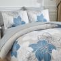 Imagem de Conjunto de edredom Luxudecor Floral Queen Size azul com lençóis