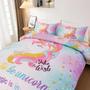 Imagem de Conjunto de Edredom NTBED Unicórnio 5 Peças para Meninas - Com Lençóis