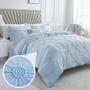 Imagem de Conjunto de edredom Swift Home King Baby Blue com pintuck floral 3D