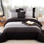 Imagem de Conjunto de edredom WONGS BEDDING Black Queen com listra preta e cinza