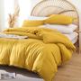 Imagem de Conjunto de edredom YIRDDEO Yellow Queen Size, 3 peças com pompom