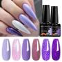 Imagem de Conjunto De Esmalte Em Gel Com Glitter Rosa Roxo 12pcs 7,3ml Semipermanente Soak off UV LED Nail Art