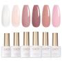 Imagem de Conjunto de Esmaltes em Gel GAOY Pink Nude - 6 Cores de 7,3 mL com Luz UV