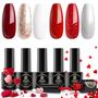 Imagem de Conjunto de Esmaltes em Gel MEFA Red - 6 Cores com Glitter