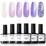 Imagem de Conjunto de Esmaltes em Gel Modelones - 6 Cores com Glitter Roxo