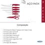 Imagem de Conjunto De Facas 7 Pçs C Suporte De Madeira Vermelha Brinox